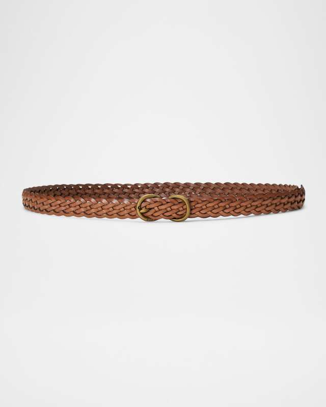 Braided Leather Skinny Belt